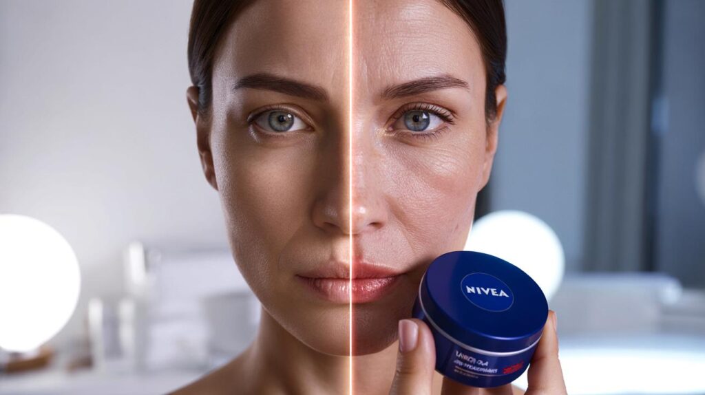 Eine Woche Nivea auf nur einer Gesichtshälfte – dieser Unterschied überrascht selbst Beauty-Fans komplett